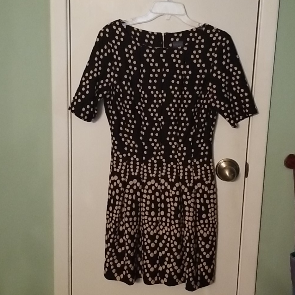 Cute little black and polka dot knit dress.